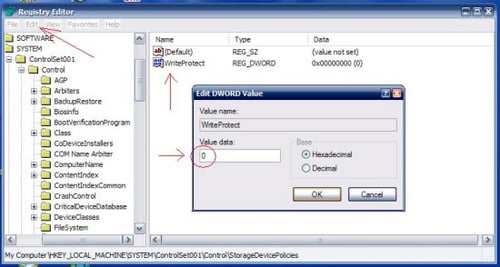 cannot remove write protection from usb drive